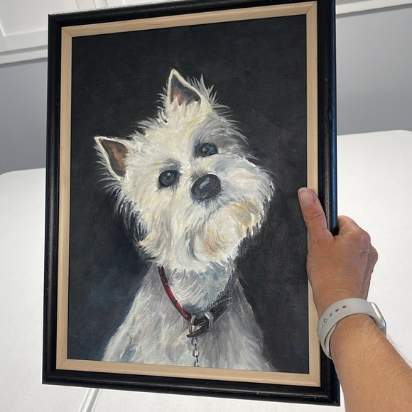 Framed Portrait Painting of White Terrier Dog, 12x16 - Picture 4 of 5